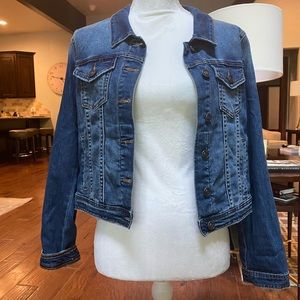Boutique Crop Jean Jacket with Stretch, Medium